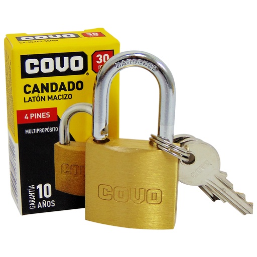 [8960] CANDADO 30MM LATON MACIZO COVO