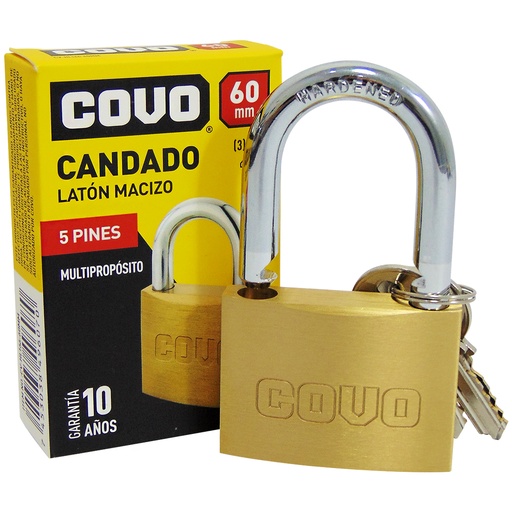 [8961] CANDADO 60MM LATON MACIZO COVO