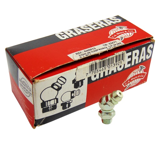 [9028] GRASERA 1/4" U.N.F 13 CODO 45 GRADOS MEJIA