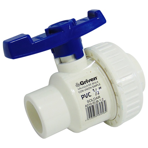 [9055] VALVULA 1/2" DE PVC UNION SIMPLE GRIVEN