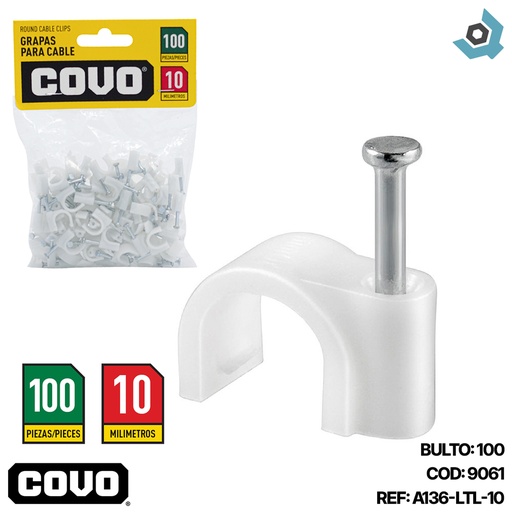[9061] GRAPAS PARA CABLES 10MM COVO