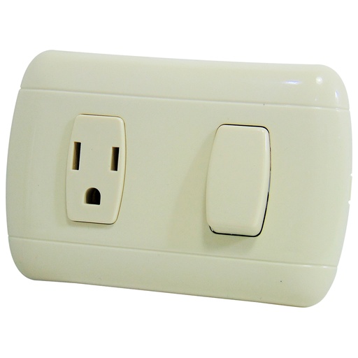 [9093] APAGADOR CON TOMA SENCILLO BEIGE TROEN