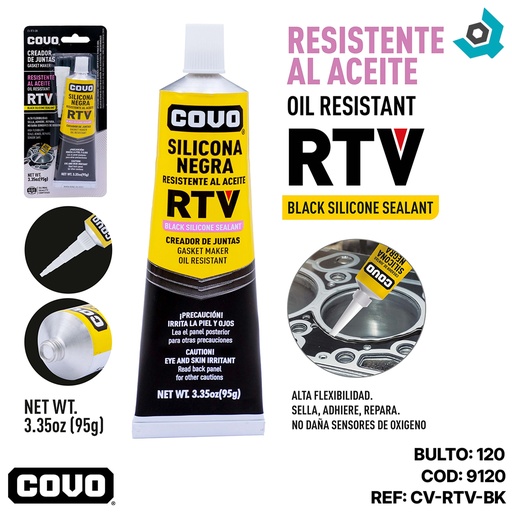 [9120] SELLADOR DE SILICONA NEGRA RTV COVO