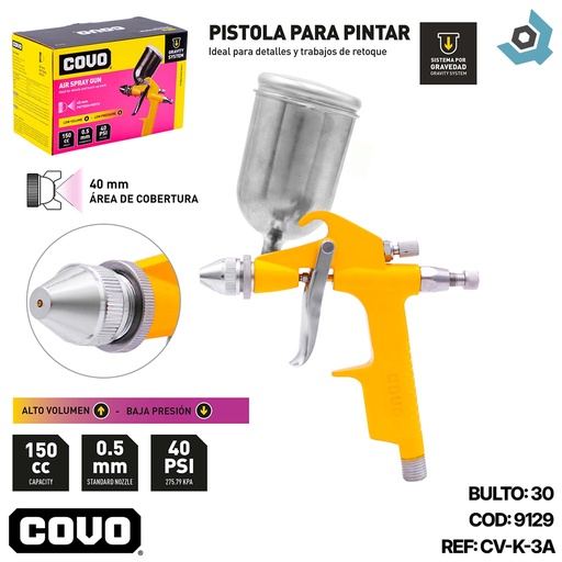 [9129] PISTOLA DE SPRAY PARA PINTAR 150CC COVO