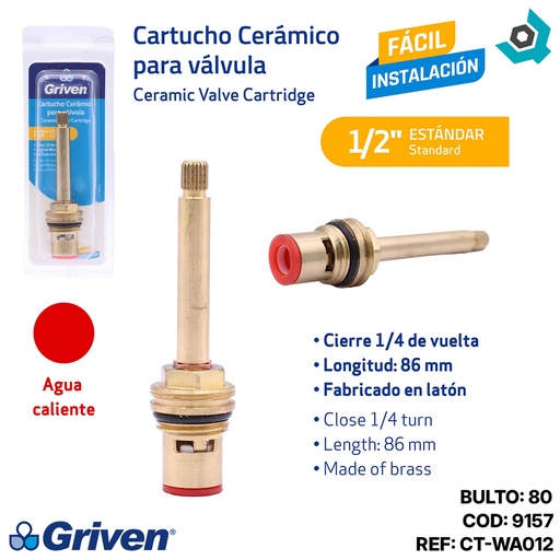 [9157] CARTUCHO CERAMICO 1/2" PARA LLAVE DE DUCHA GRIVEN