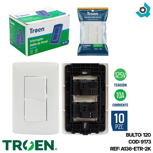 [9173] APAGADOR DOBLE BLANCO TROEN