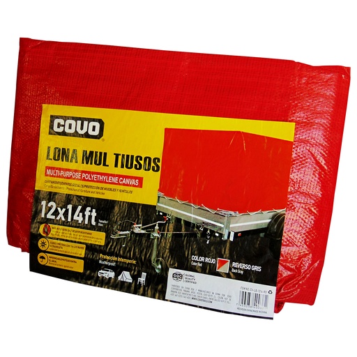 [9201] LONA MUILTIUSOS 12X14FT DE POLIETILENO ROJO COVO
