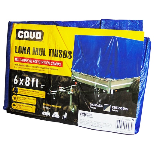 [9219] LONA MULTIUSOS 06X08FT DE POLIETILENO AZUL COVO