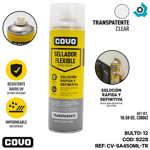 [9228] SELLADOR FLEXIBLE TRANSPARENTE 300G COVO