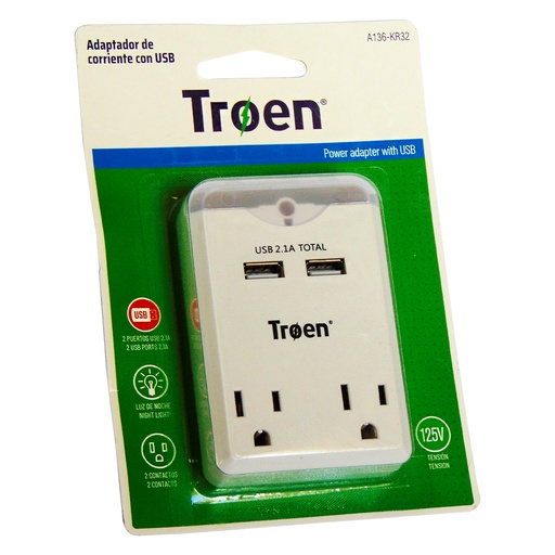 [9247] ADAPTADOR DE CORRIENTE CON USB TROEN