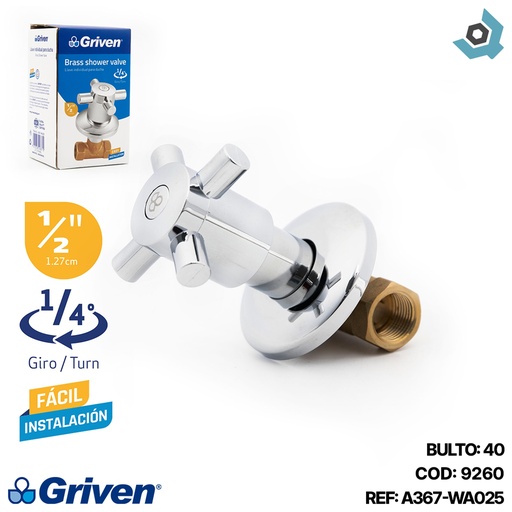[9260] LLAVE PARA DUCHA 1/2" INDIVIDUAL GRIVEN
