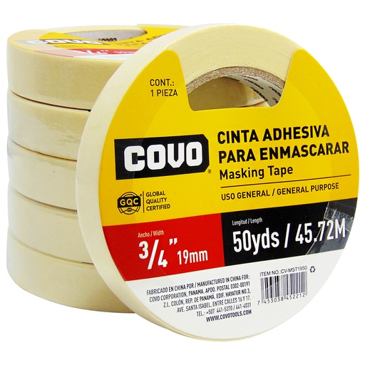 [9266] TIRRO CINTA ADHESIVA PARA ENMASCARAR 3/4" COVO
