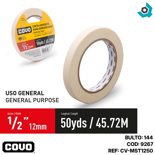 [9267] TIRRO CINTA ADHESIVA PARA ENMASCARAR 1/2" COVO