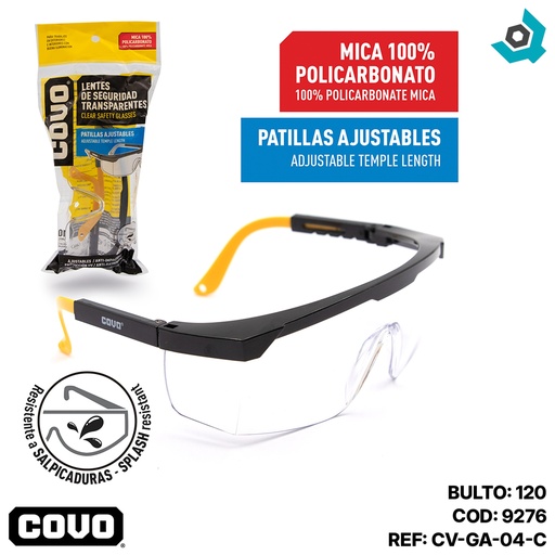 [9276] LENTES DE SEGURIDAD TRANSPARENTES COVO