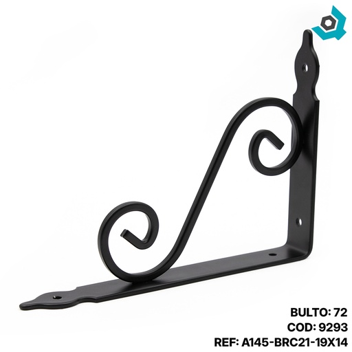 [9293] ANGULO DE SOPORTE 19 X 14 NEGRO MATE