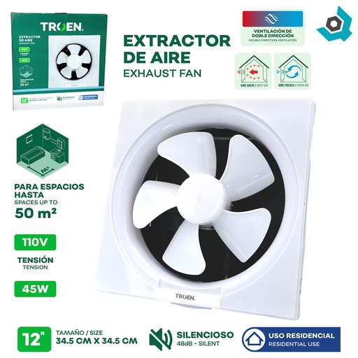 [9303] EXTRACTOR DE AIRE 12" PARA PARED TROEN