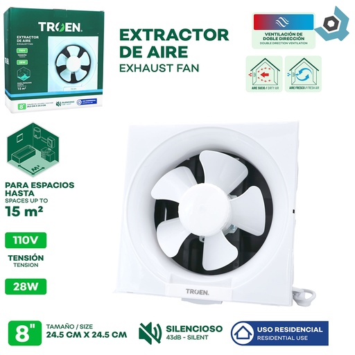 [9304] EXTRACTOR DE AIRE 8" PARA PARED TROEN