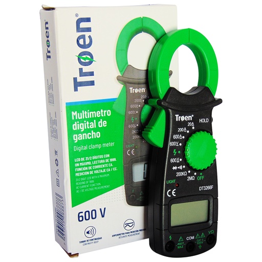 [9321] PROBADOR DE VOLTAJE 600V DIGITAL DE GANCHO TROEN