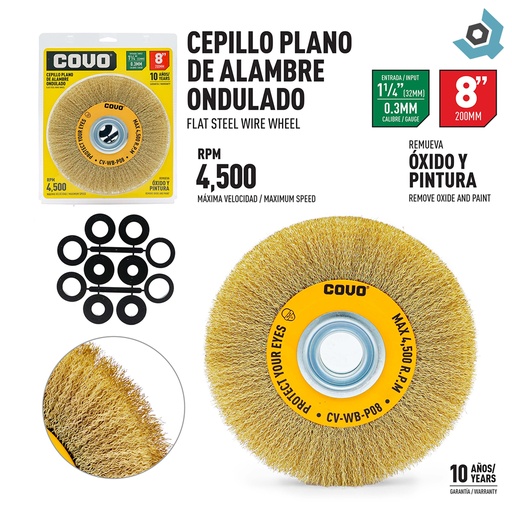 [9325] DISCO CEPILLO DE ALAMBRE 8" PLANO COVO