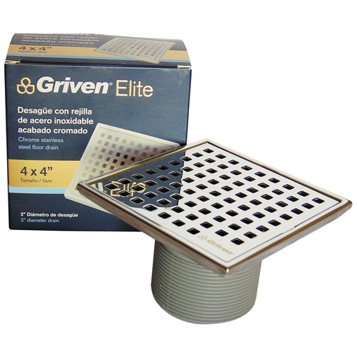 [9331] DESAGUE DE PISO 4" X 4" CROMADO GRIVEN ELITE