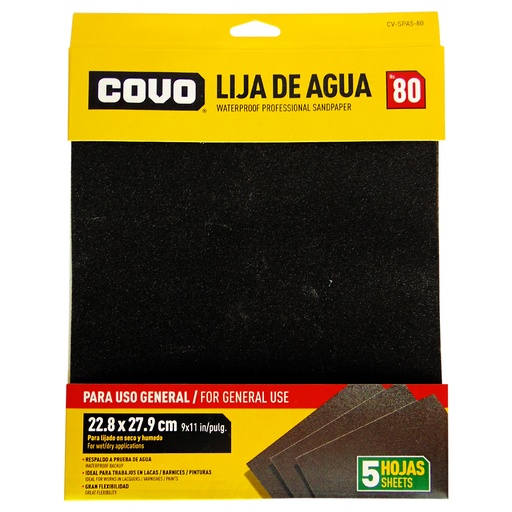 [9334] LIJA DE AGUA 9" X 11" GRANO 80 COVO