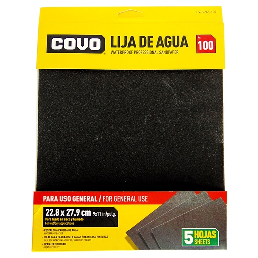 [9336] LIJA DE AGUA 9" X 11" GRANO 100 COVO