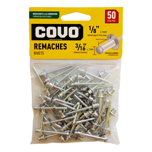 [9346] REMACHE 3/16" X 1/8" 50 PIEZAS COVO