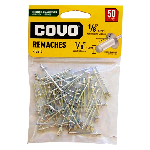 [9349] REMACHE 1/8" X 1/8" 50 PIEZAS COVO