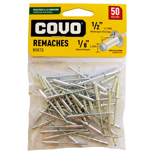 [9350] REMACHE 1/8" X 1/2" 50 PIEZAS COVO