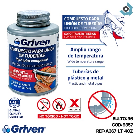 [9357] TEFLON LIQUIDO SELLADOR DE TUBERIAS PARA ROSCA GRIVEN