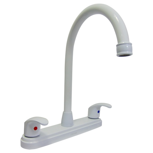 [9473] GRIFERIA PARA FREGADERO 8" CUELLO DE CISNE GRIVEN WHITE