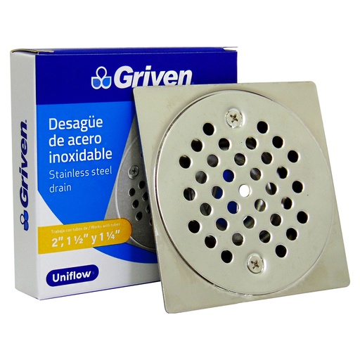 [9477] DESAGUE DE PISO 4" X 4" ACERO INOXIDABLE GRIVEN