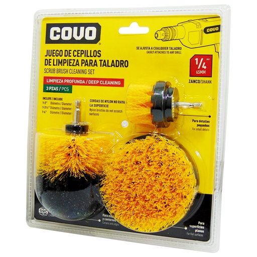 [9488] JUEGO DE CEPILLOS DE LIMPIEZA 3 PZAS COVO