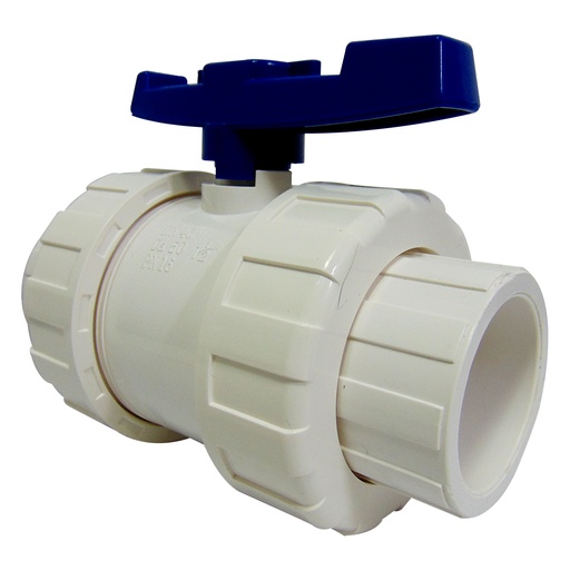 [9493] VALVULA 1 1/2" DE PVC SIN ROSCA UNION DOBLE GRIVEN