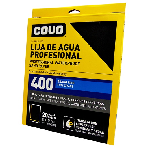 [9496] LIJA DE AGUA 9" X 11" GRANO 400 FINO COVO