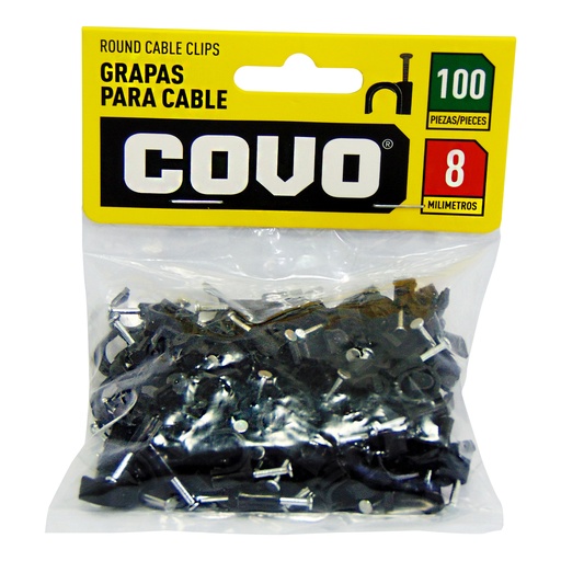 [9502] GRAPAS PARA CABLES 8MM NEGRO COVO