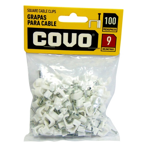 [9506] GRAPAS PARA CABLES 9MM BLANCO COVO