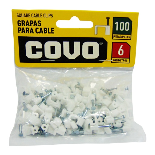 [9507] GRAPAS PARA CABLES 6MM BLANCO COVO