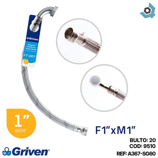 [9510] MANGUERA FLEXIBLE 1" PARA TANQUE BOMBA DE AGUA GRIVEN