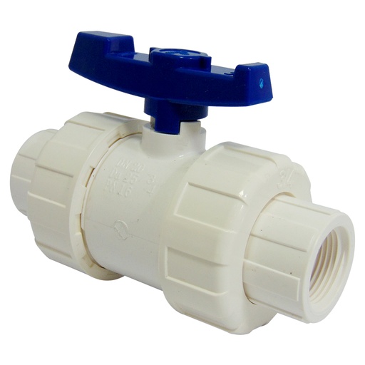 [9540] VALVULA 3/4" DE PVC CON ROSCA UNION DOBLE GRIVEN