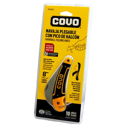 [9565] NAVAJA PLEGABLE 8" CON PICO DE HALCON COVO