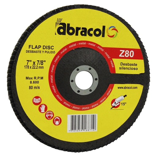 [9586] DISCO ABRASIVO 7" X 7/8" T29 ZR GRANO 80 ABRACOL