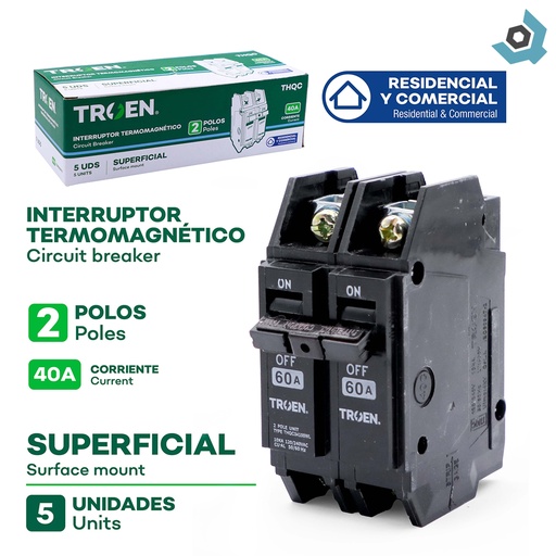 [9659] BREAKER SUPERFICIAL 2P X 40AMP TROEN