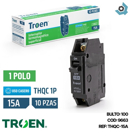 [9663] BREAKER SUPERFICIAL 1P X 15AMP TROEN