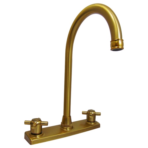 [9706] GRIFERIA PARA FREGADERO 8" CUELLO ALTO GRIVEN DORADO