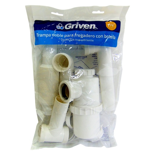 [9727] SIFON PARA FREGADERO 1 1/2" DOBLE CON BOTELLA GRIVEN