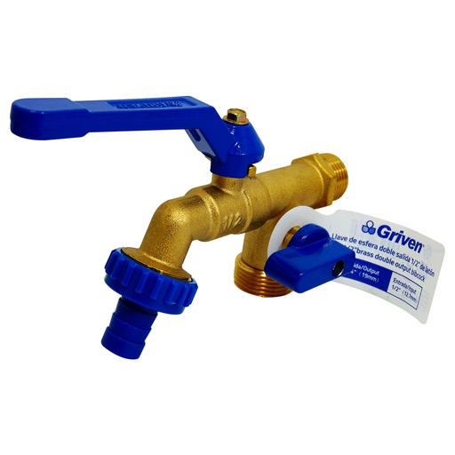 [9731] LLAVE DE CHORRO 1/2" BRONCE CON PICO DOBLE GRIVEN