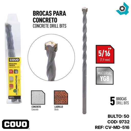 [9732] MECHAS PARA CONCRETO 5/16" COVO