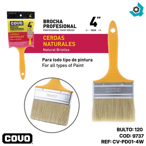 [9737] BROCHA 4" CERDAS BLANCAS COVO