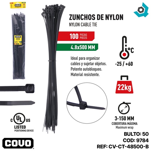 [9784] TIRRAJE NYLON NEGRO 4.8-500MM COVO